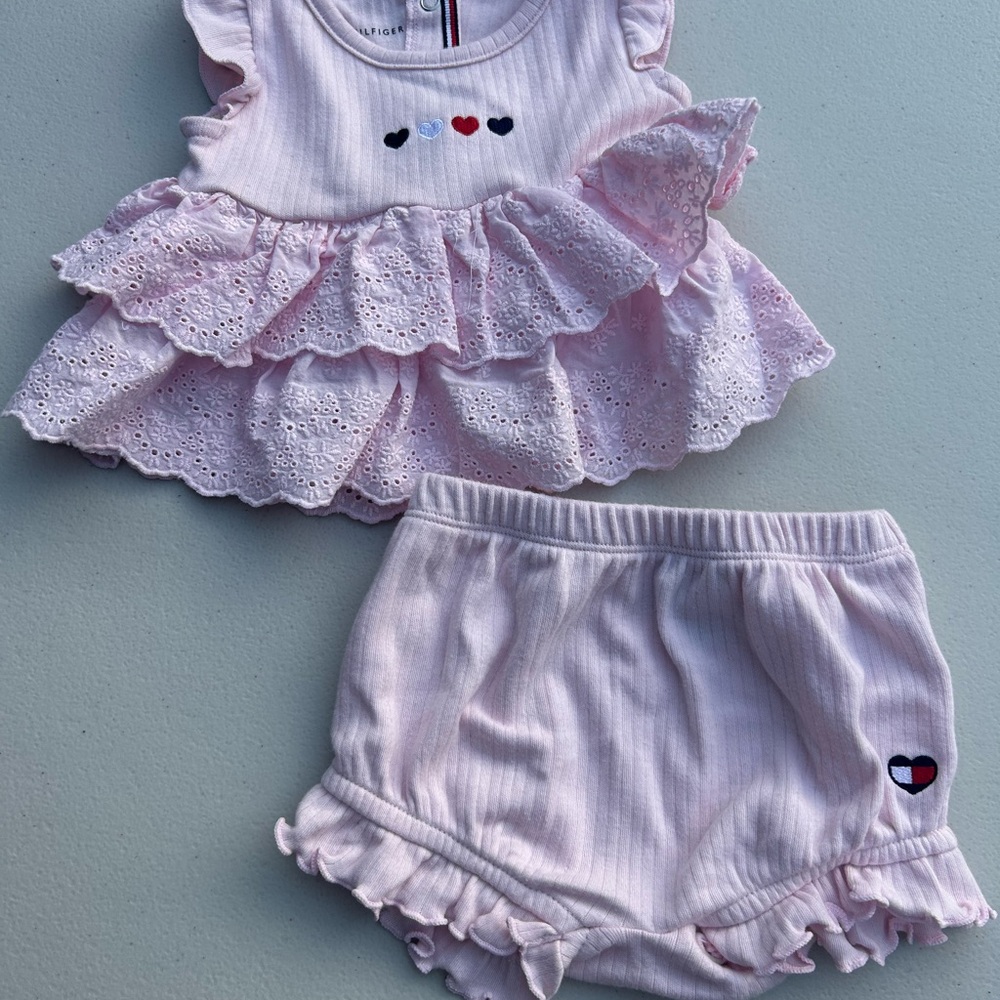 Tommy Hilfiger Light Pink Ruffled Diaper Cover Set
